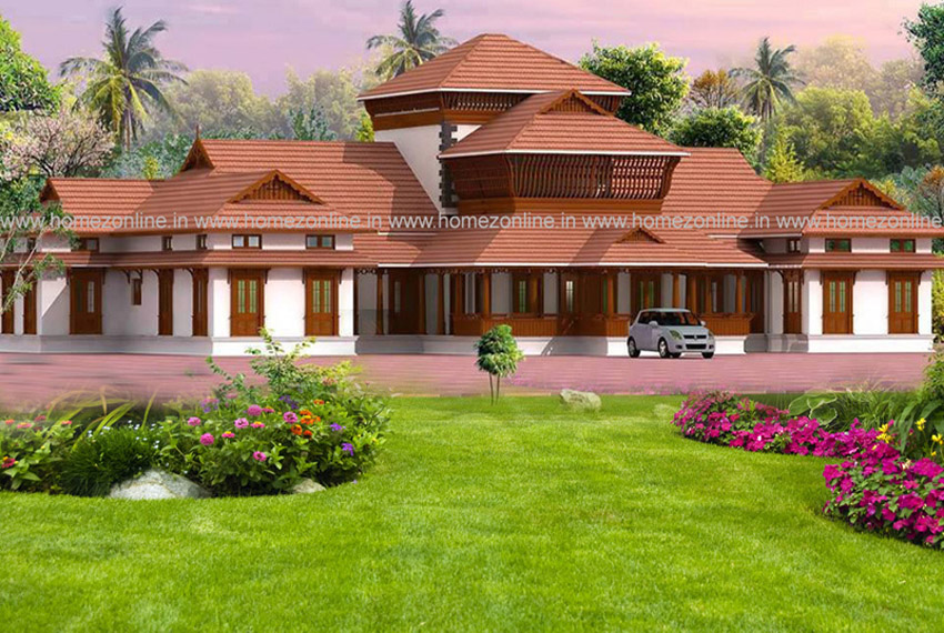 Kerala style nalukettu house design