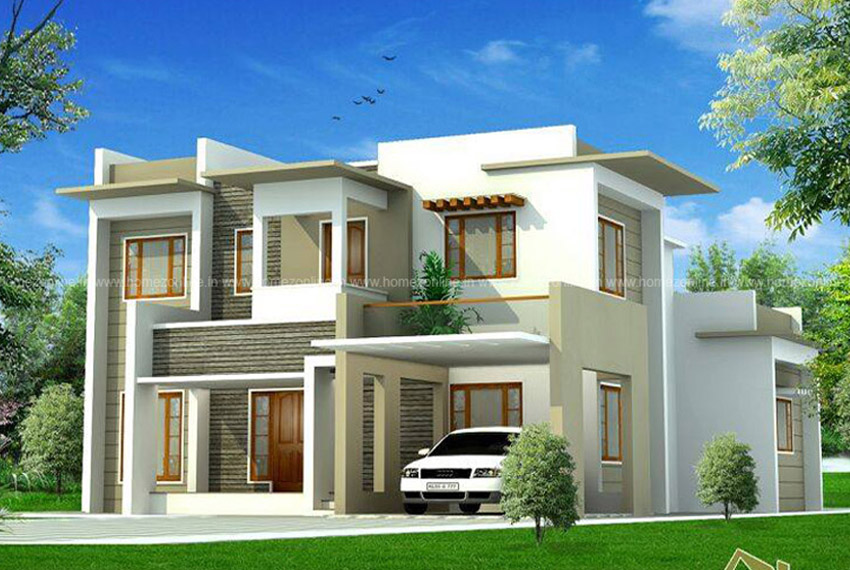 Cute box model house design in 2400 sq ft