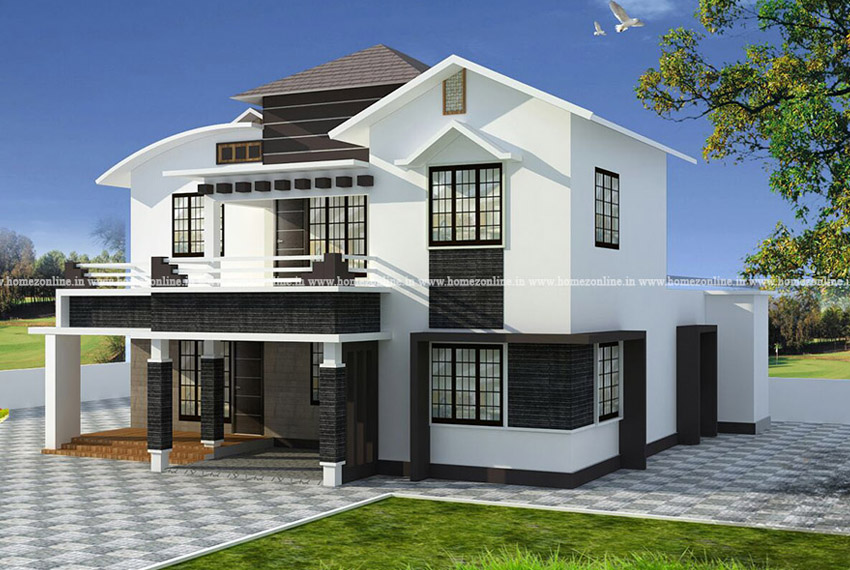 Latest model house design on mixed roof style