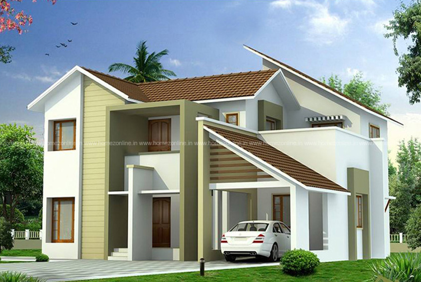 Modern 4 bedroom house with pitched roof design