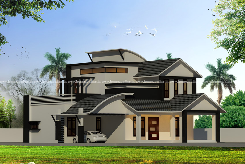 Contemporary house on modern roof design types