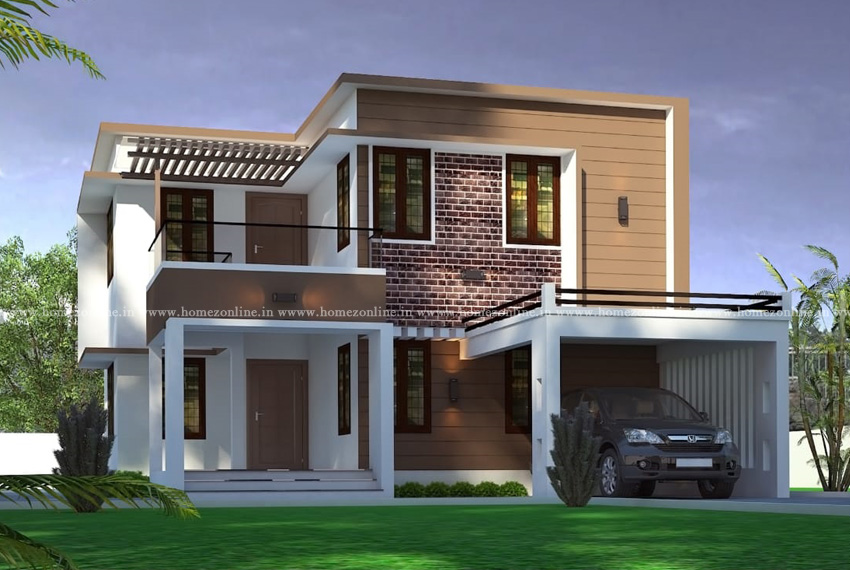 Modern house elevation of a double storey plan