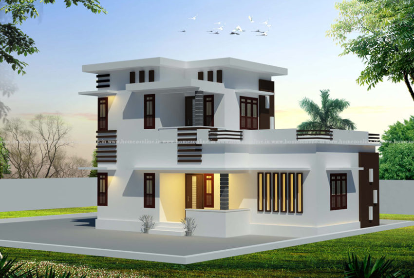 Modern house roof design on double sotrey