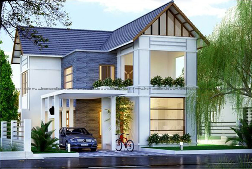 Beguiling home design exterior on gable roof style