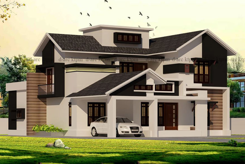 Modern two level home design planned with 4 bedroom