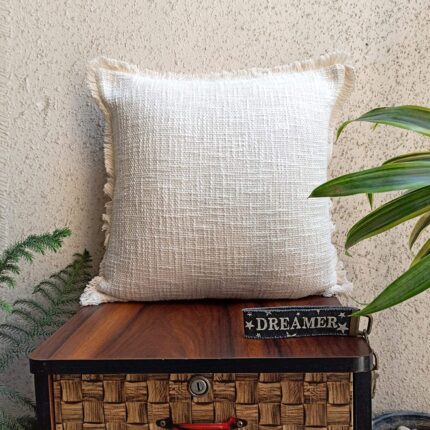 Fringe Stitched Zippered Cushion Cover