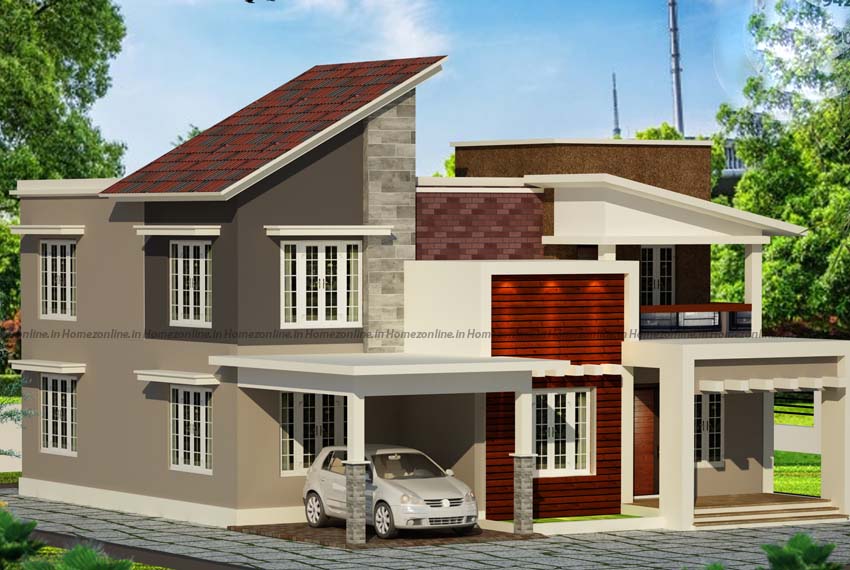 Inclined roof home design with stunning decoration