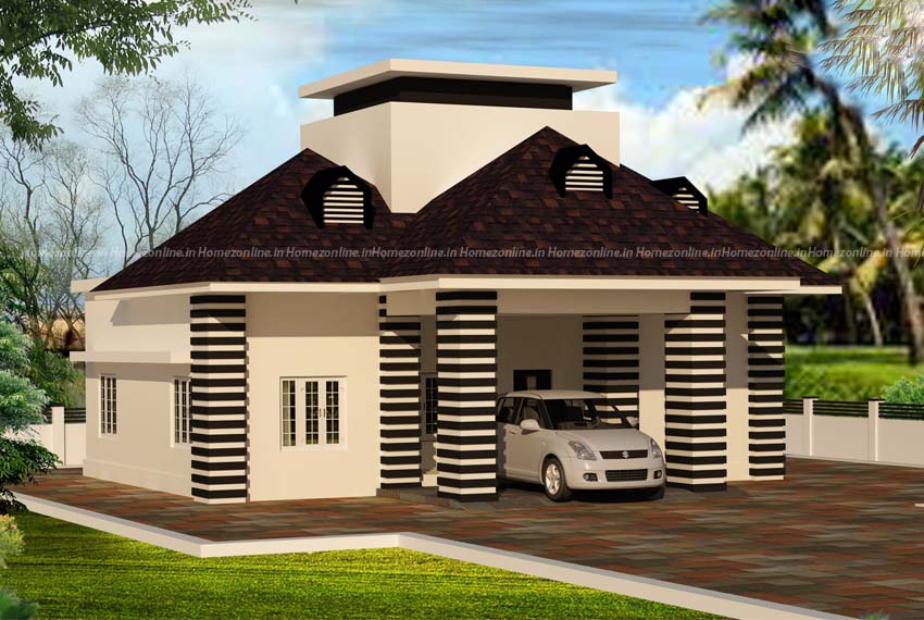 Small home design on temple roof with dormer