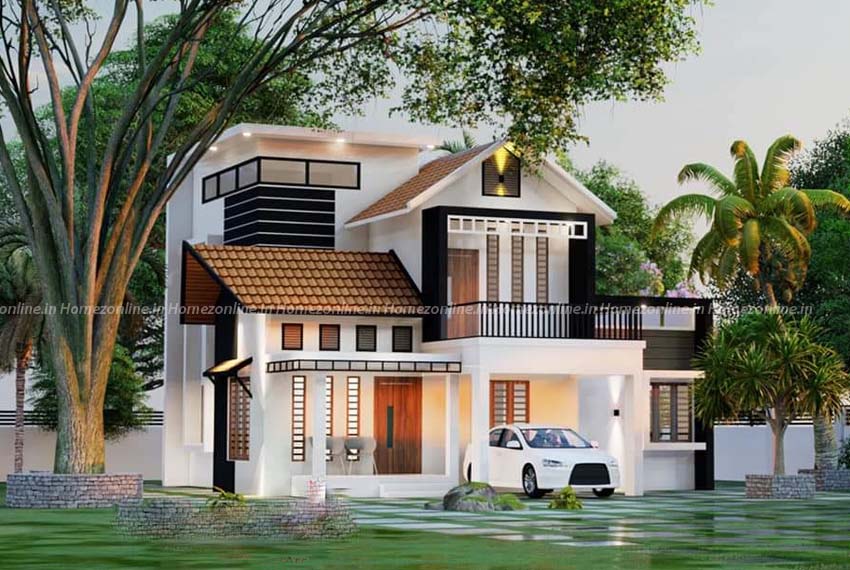 Small duplex home design with luxurious out door view