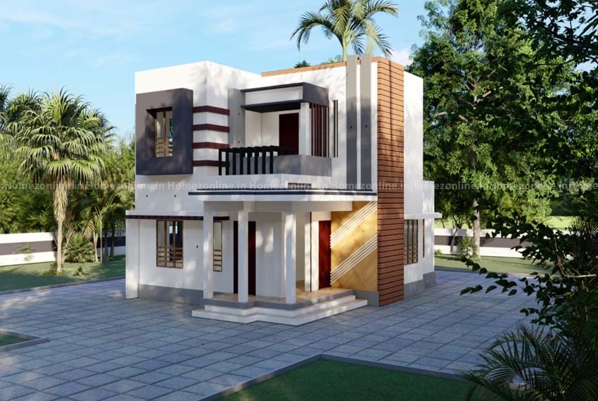 Box style 3 bhk duplex home design with good looking exterior