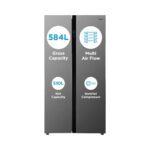 Midea 510L Side By Side Refrigerator with Inverter (MRFS5920SSLF, Silv...
