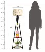 Crosscut Furniture Metal Floor Lamp with 3 Shelves (Farm Petal) LED Bu... - Image 4