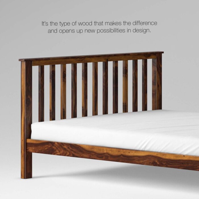 Furinno Sheesham Wood Queen Size Beds for Bedroom Living Room Home Woo... - Image 4