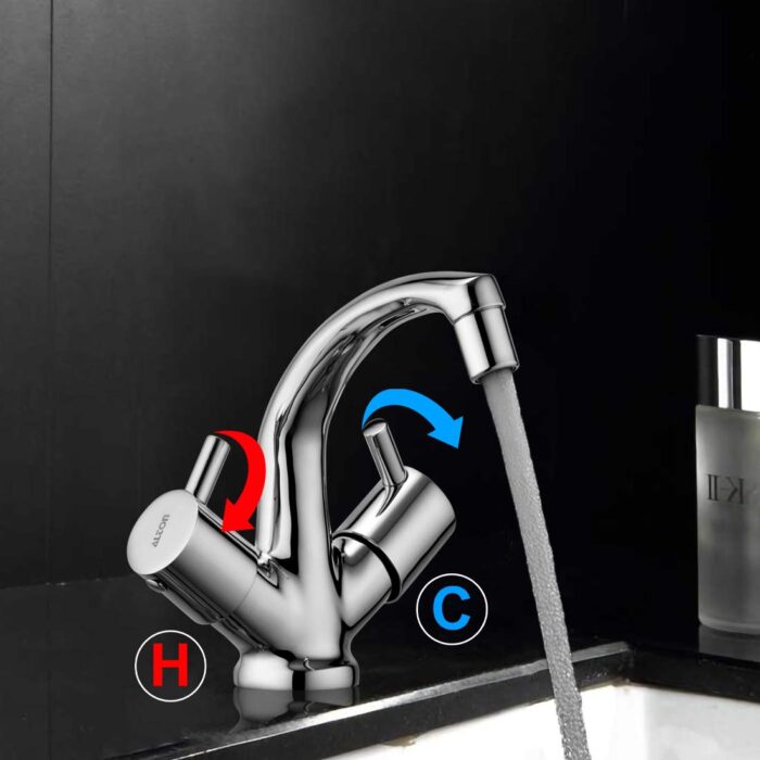 ALTON ALT2045 Brass Center Hole Basin Mixer, Chrome Finish - Image 2