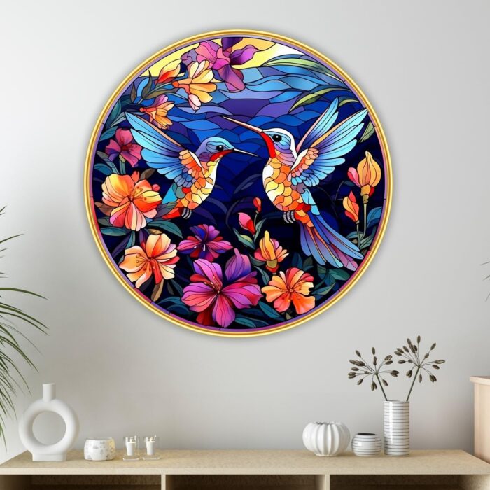 Livin'luxe paintings Loving couple Bird modern art Premium Sparkle lam... - Image 1