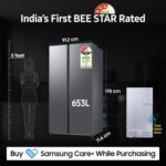 Samsung 653 L, 3 Star, Frost Free, Double Door, Convertible 5-in-1 Dig... - Image 5