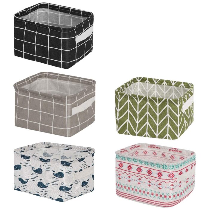 XAMILE Foldable Mini Square Storage Basket - Set Of 5 Small Collapsibl... - Image 1