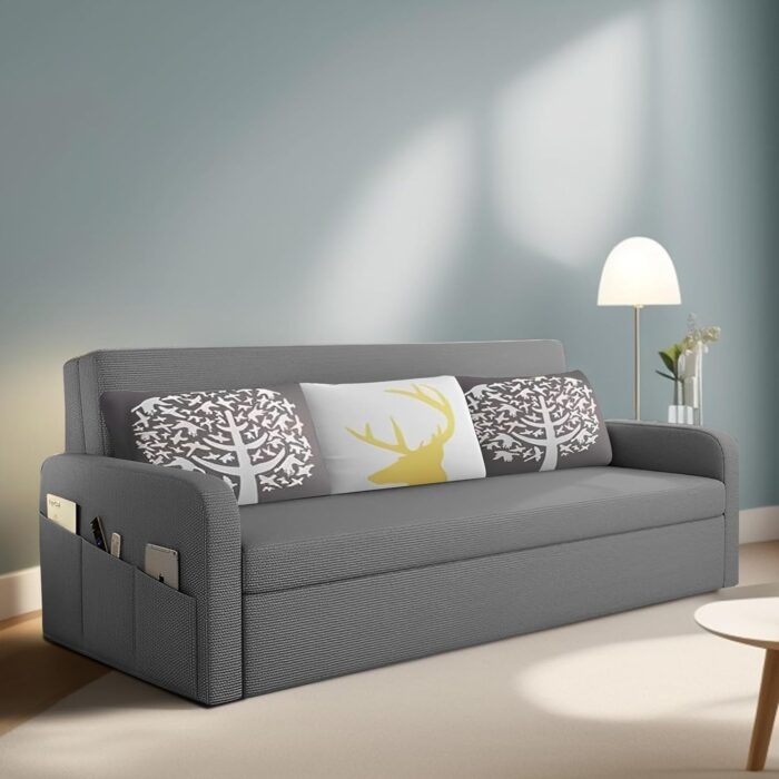 Casaliving Leymour 3 Seater Sofa Cum Bed for Living Room - (Dark Grey ... - Image 1