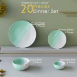 The Earth Store Handcrafted Tritone Green Matte 20 Piece Ceramic Dinne... - Image 5