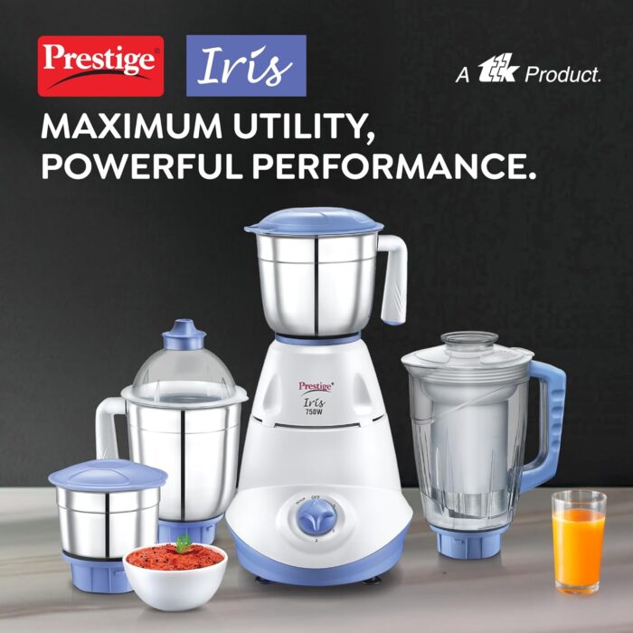 Prestige Iris 750 Watt Mixer Grinder with 3 Stainless Steel Jar + 1 Ju... - Image 2