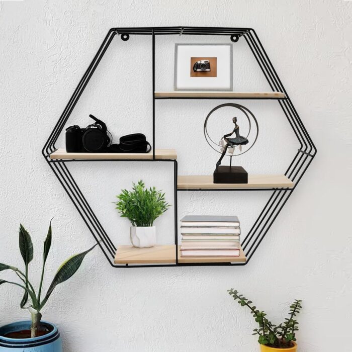 The Better Home Five Compartment Wall Hanging Shelf - Rhombus|Wall She... - Image 1