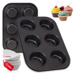 Casa Azul 6-Cup Muffin Tray for Baking with 100 Muffin Liners, BPA Fre...