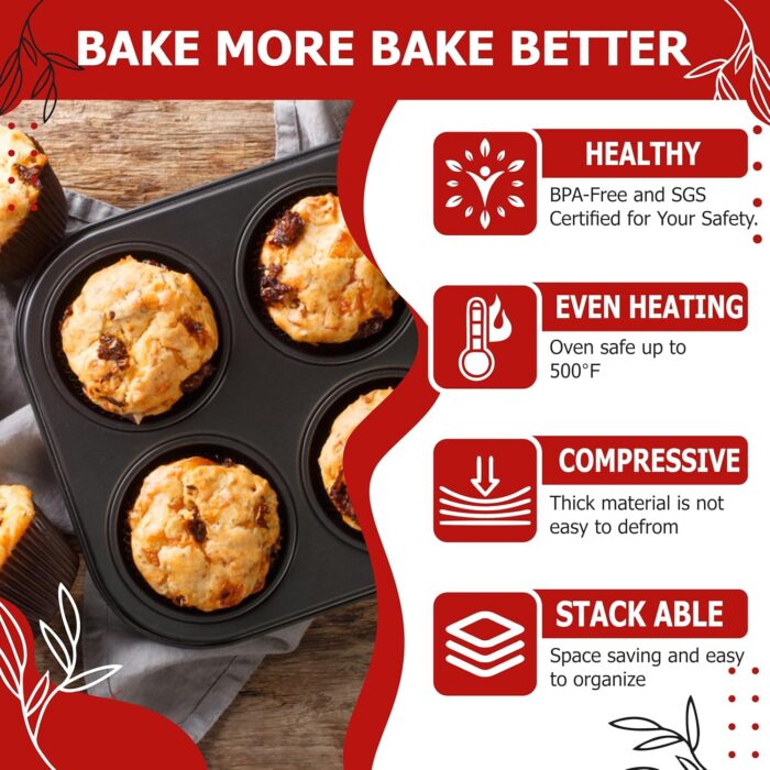 Casa Azul 6-Cup Muffin Tray for Baking with 100 Muffin Liners, BPA Fre... - Image 6