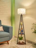 Crosscut Furniture Metal Floor Lamp with 3 Shelves (Farm Petal) LED Bu...
