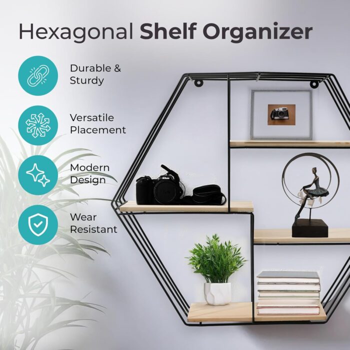 The Better Home Five Compartment Wall Hanging Shelf - Rhombus|Wall She... - Image 4