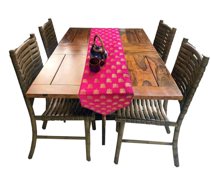 VIREO- Jacquard Silk Table Runner 13" X 70" 1 Pc (Pink) - Image 3