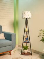 Crosscut Furniture Metal Floor Lamp with 3 Shelves (Farm Petal) LED Bu... - Image 2