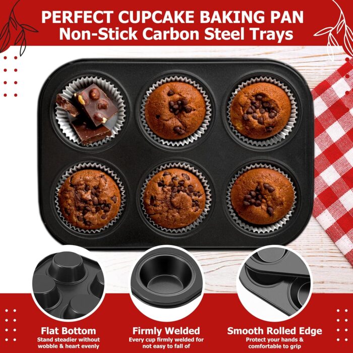 Casa Azul 6-Cup Muffin Tray for Baking with 100 Muffin Liners, BPA Fre... - Image 2