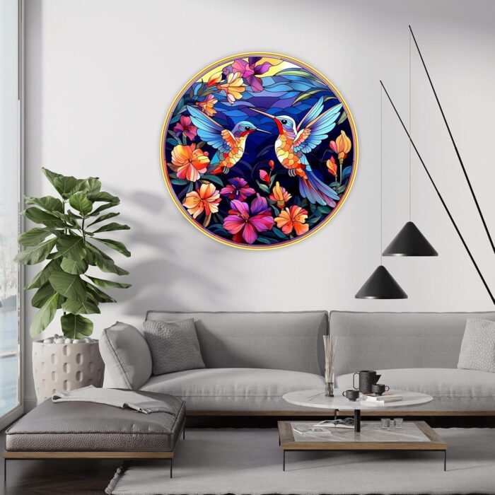Livin'luxe paintings Loving couple Bird modern art Premium Sparkle lam... - Image 2