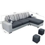 FURNY Luno 4 to 5 Seater Fabric RHS Sectional L Shape Sofa Set (Light ... - Image 2