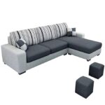 FURNY Luno 4 to 5 Seater Fabric RHS Sectional L Shape Sofa Set (Light ... - Image 3