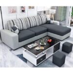FURNY Luno 4 to 5 Seater Fabric RHS Sectional L Shape Sofa Set (Light ...