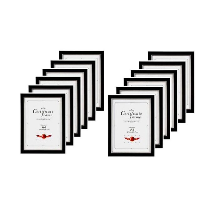 Stuthi Arts A4 Size Wood Wall MDF Photo Frame (Black,12 Photos, Docume... - Image 1
