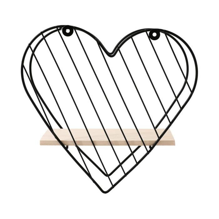 The Better Home Hanging Shelf-Heart/Iron Frame & Pinewood Rack/Wall Sh... - Image 1