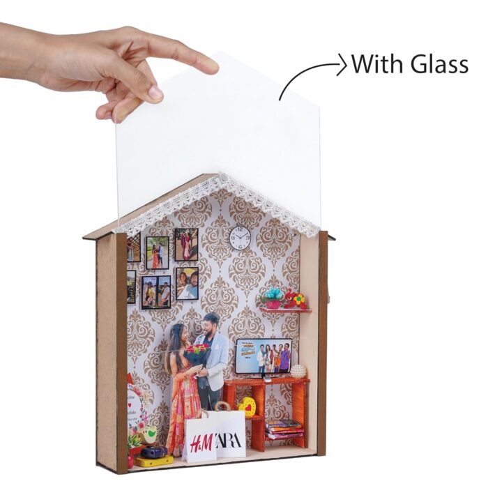PRASA ART Unique Wooden House Shape Wall Mount Customised 3D Photo Fra... - Image 4