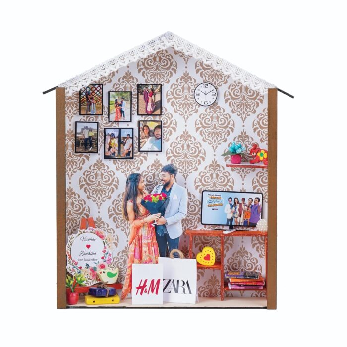 PRASA ART Unique Wooden House Shape Wall Mount Customised 3D Photo Fra... - Image 1